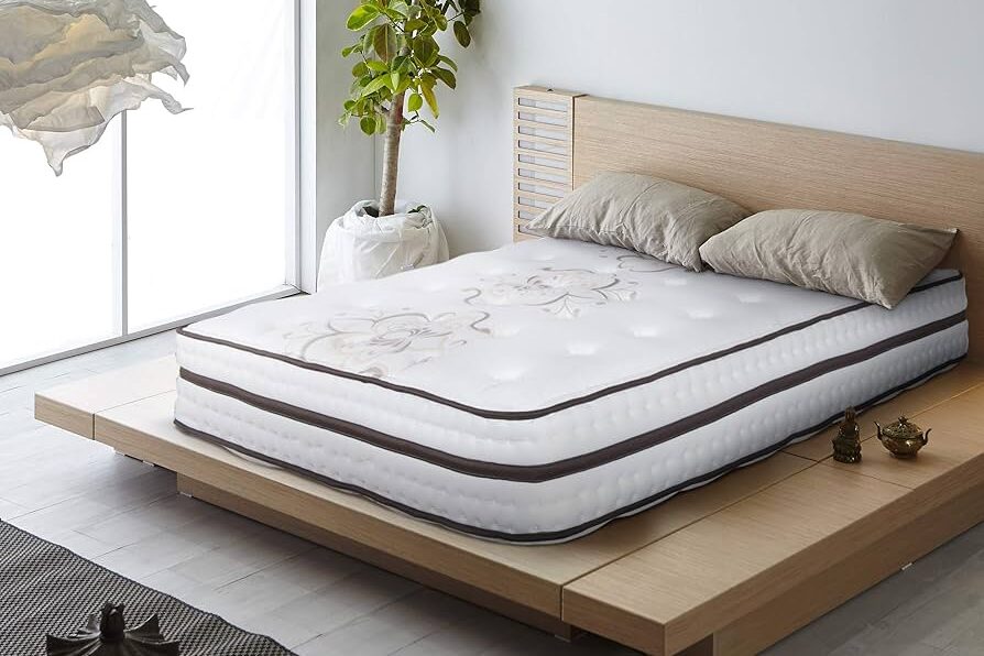 Premium pocket spring mattress placed in a modern bedroom highlighting long-lasting support and comfort.